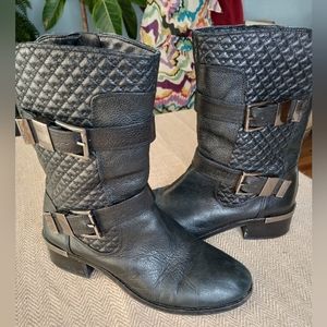 Vince Camuto Black Leather Biker Boots size 9m